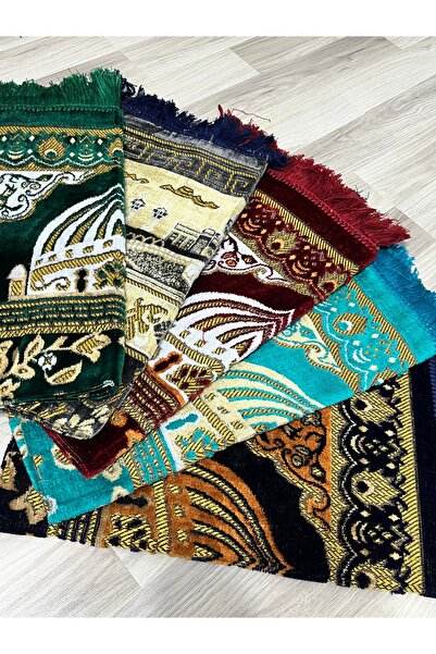 AYHANHOME Velvet Patterned Fringed Gift Package 5 Pieces Spinger Prayer Rug Set