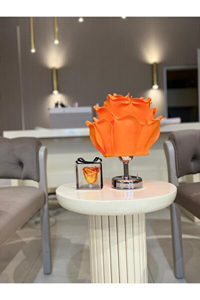 Maison Avf Turuncu Eva Gül Tasarım Kablosuz Masa Lambası - Alt Gümüş