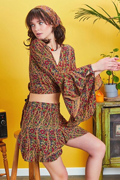 Los banditos Μίνι φούστα με μποέμικο στυλ μπορντό