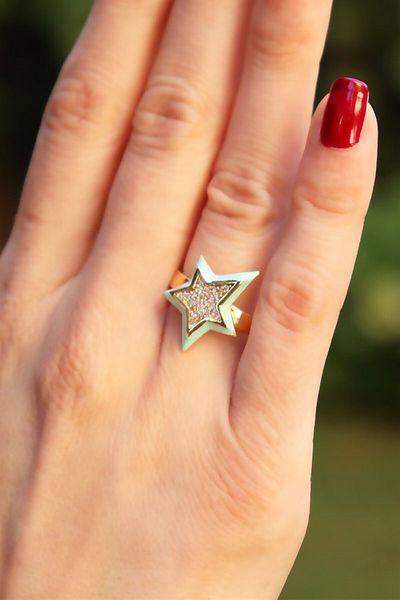 Sose Moda Green Star Stone Design Ring