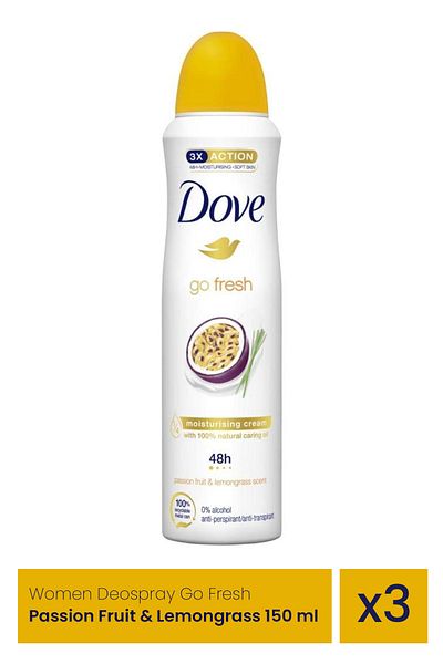 Dove DEO 150ML W PASSION FRUIT&LEMONGRASS x 3 pieces