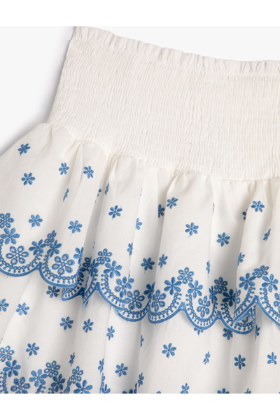Koton Φούστα με κέντημα φιστό, ψηλόμεση, βαμβακερή