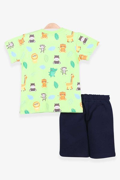 Breeze Boy's Shorts Suit Safari Printed 1-4 Years, Pistachio Green