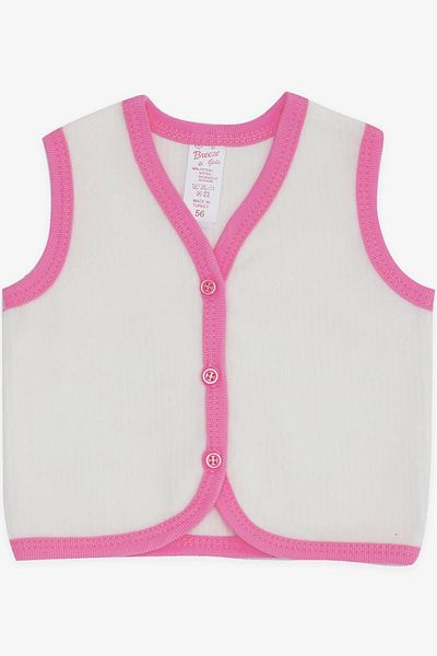 Breeze Baby Girl Velvet Vest Buttoned 0-3 Months-9 Months, White