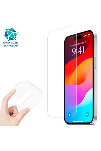 Evax (ESNEK NANO CAM) iPhone 15 Uyumlu Ultra İnce Darbe Korumalı Esnek Nano M...
