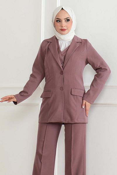 Modamihram Costum triplu cu vestă Dusty Rose - 19222