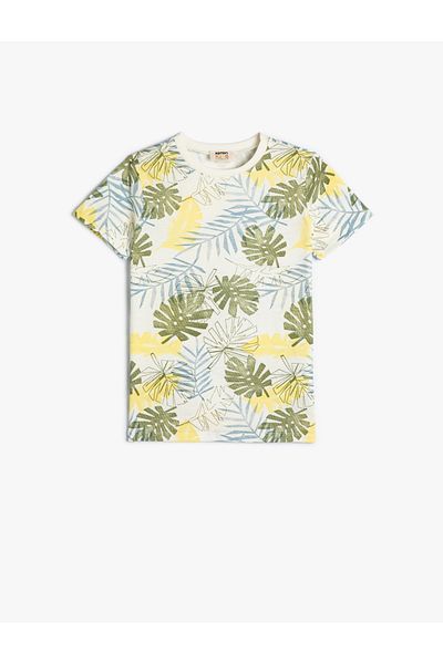 Koton Tricou Imprimat Frunze mânecă scurtă Decolteu Crew Bumbac