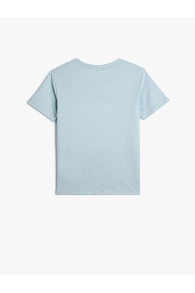 Koton T-Shirt Football Themed Sequined Short Sleeve Crew Neck Cotton
