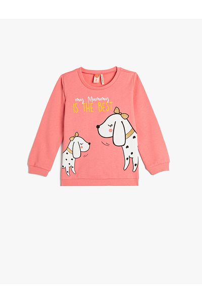 Koton Sweatshirt Raised Dog Printed Cotton
