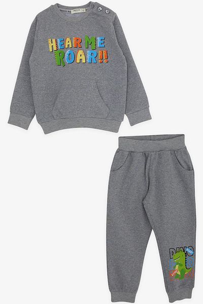 Breeze Boy's Tracksuit Set Colorful Slogan Printed 1-4 Years, Gray
