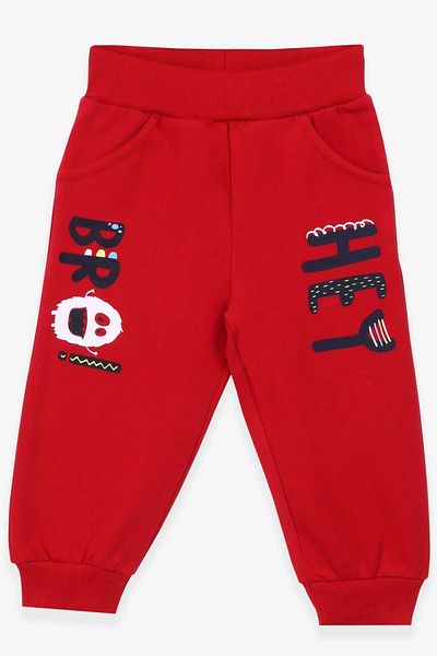 Breeze Baby Boy Sweatpants Printed with Pockets 9 Months-3 Years, Red