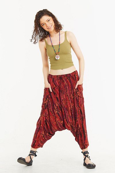 Los banditos Flower Patterned Lace Up Capri Shalwar Trousers