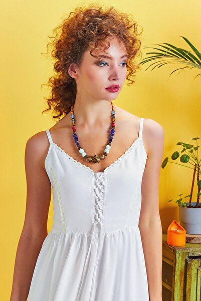 Los banditos Bird Eye Front Detail Strappy Lace Dress