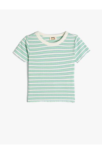 Koton Cotton Short Sleeve Round Neck Ribbed T-Shirt