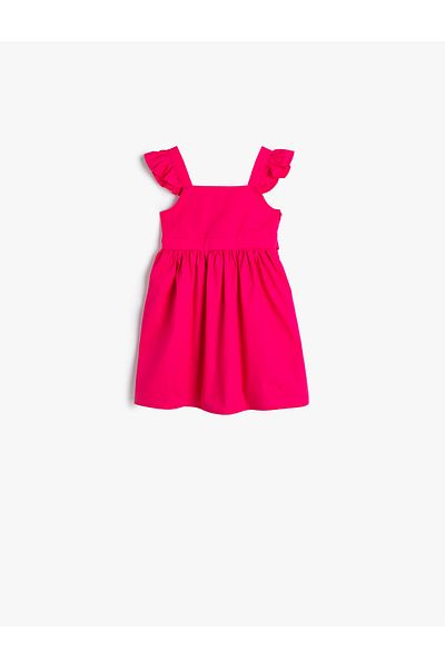 Koton Dress Midi Sleeveless Strap Ruffle Cotton