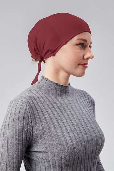 Sonbaharmoda Bone Claret Red Women's Hijab - Lycra Combed Cotton, Seamless and Non-Slip