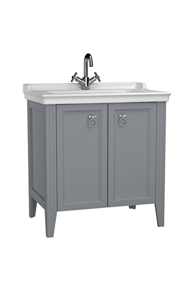 VitrA Valarte 62154 Lavabo Dolabı, Kapaklı, Etajerli Lavabolu, Krom Kulplu, 8...