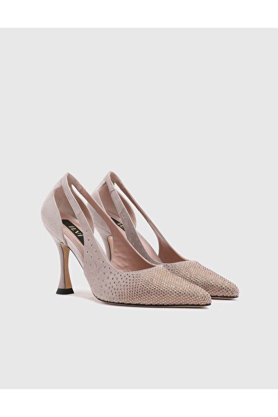 İLVİ Joris Hakiki Süet Deri Kadın Vizon Topuklu Ayakkabı