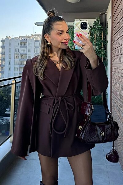 Solena Σχέδιο Νέας Σεζόν - Γυναικείο Μπουφάν με Καφέ Δαντέλα