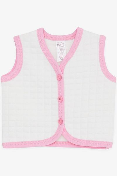 Breeze White Baby Girl Vest - Buttoned, 0-3 Months-9 Months