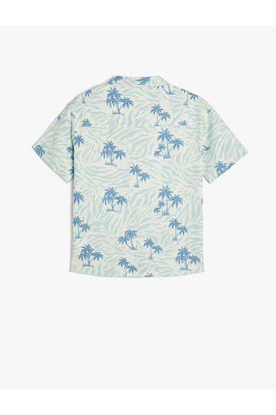 Koton Πουκάμισο από λινό με στάμπα Palm Tree - Κοντό μανίκι, μονή τσέπη