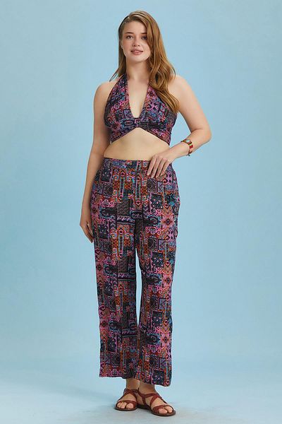 Los banditos Pantaloni de marime mare cu picior drept, talie elastica