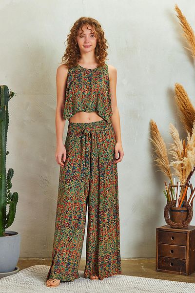 Los banditos Bohemian Elastic Waist Buttoned Jumpsuit Dress