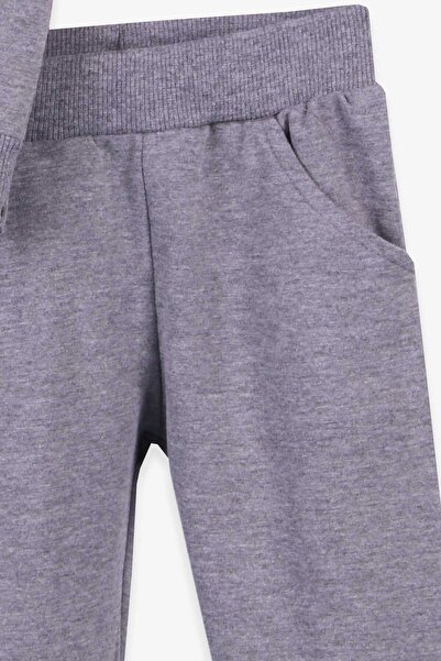 Breeze Erkek Çocuk Eşofman Takımı Baskılı Kapüşonlu 1.5-5 Yaş, Gri Melanj