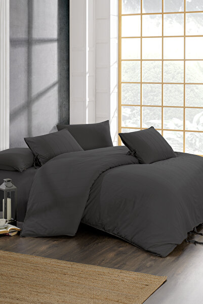 PASIONI طقم غطاء لحاف أنثراسايت من Byanca - قطعة رسم مطرزة 100% قطن