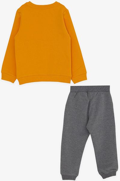 Breeze 1-4 Years Old Boy Tracksuit Set - Dinosaur Patterned, Mustard Yellow