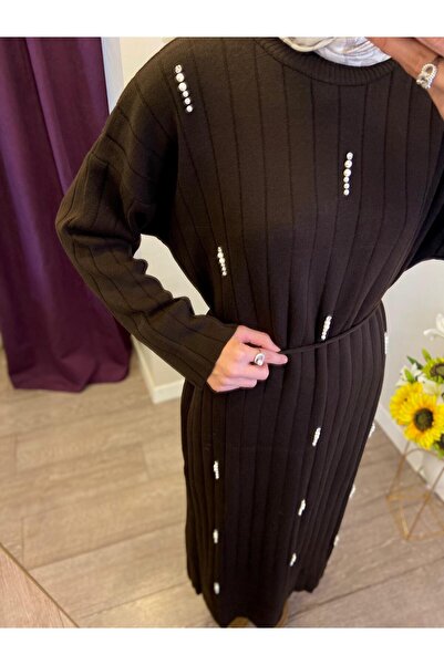 Ahel Tasarım İncili Triko Elbise