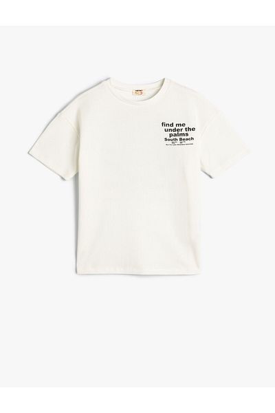 Koton Βαμβακερό κοντομάνικο μπλουζάκι - Crew Neck, Slogan Printed