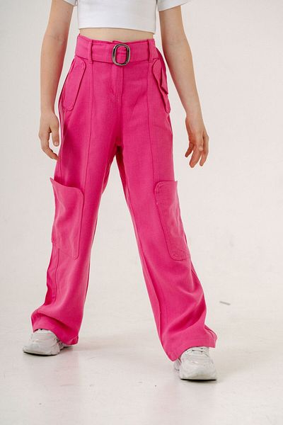 GİYİCEM Girl's Side Pocket Belted Linen Trousers