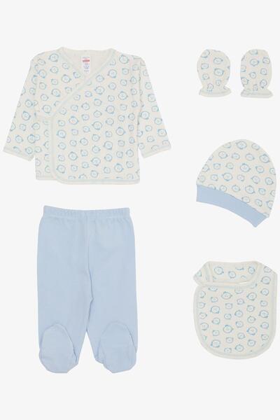 Breeze مجموعة إصدار مستشفى White Baby Boy مكونة من 5 قطع بنمط لطيف ودمية دب م...