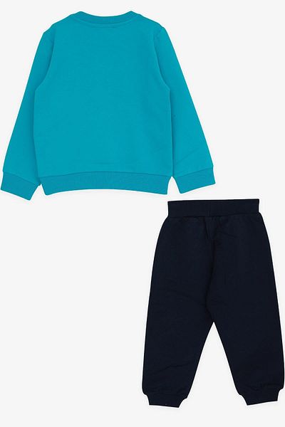 Breeze Boy's Tracksuit Set with Little Dinosaur Embroidery, 1-4 Years, Turquoise