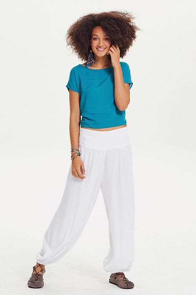 Los banditos Pantaloni Shalwar largi, cu model etnic, cu talie elastică