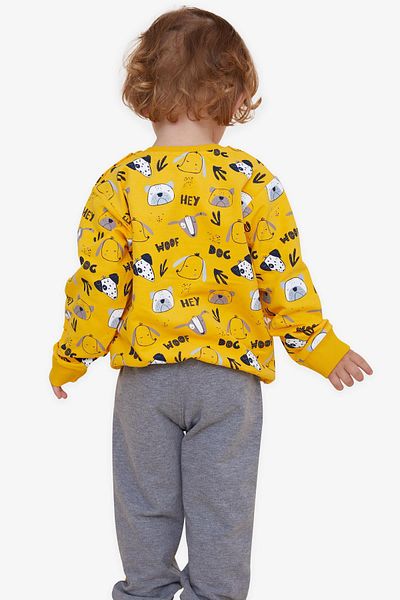 Breeze Boy's Tracksuit Set with Print Pattern, Age 1-4, Yellow