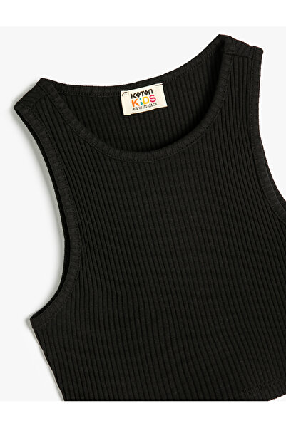 Koton Cotton Crop Tank Top - Sleeveless, Window Detail and Ribbed