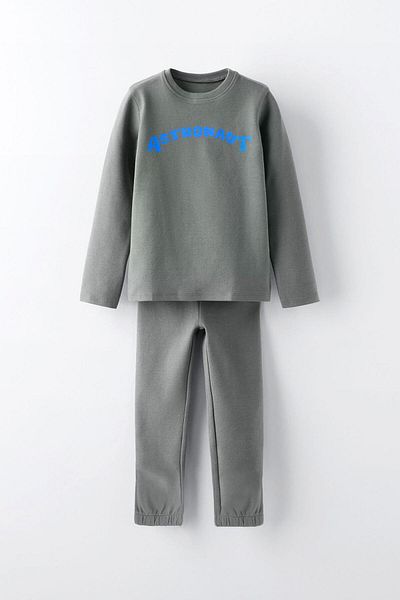 LUESS Pajama Set for Boys - 100% Cotton, Printed, Khaki, 3-4 and 8-9 Years