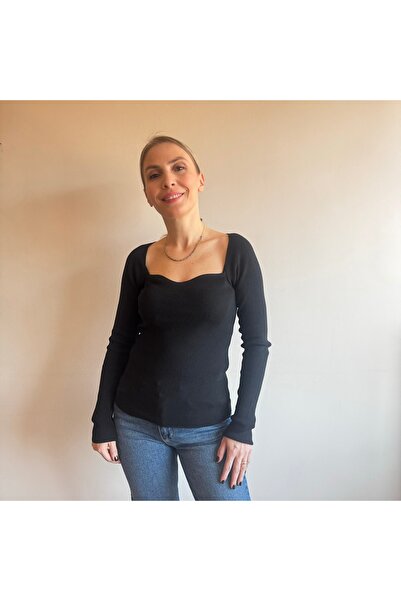 Aylish Kalp Yaka Selanik Örgü Kendinden Fitilli Triko