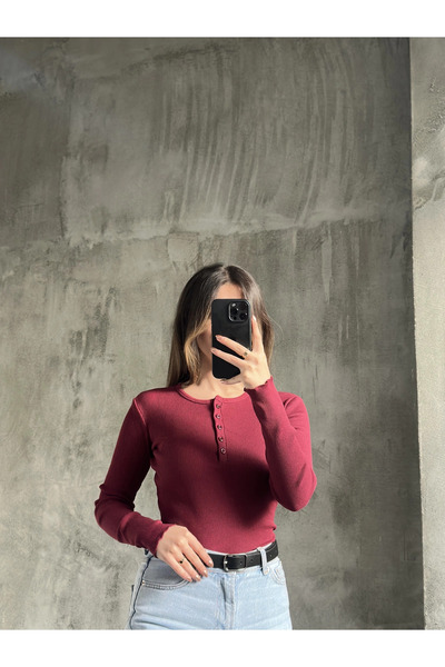 BNK Shop Μπλούζα με μακρύ μανίκι με λεπτομέρεια με κουμπιά