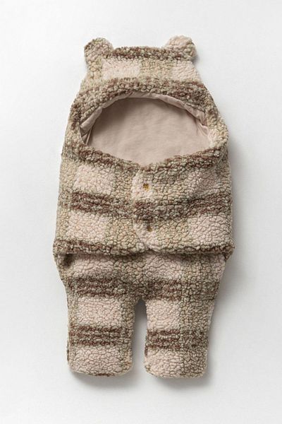 Cassiope Eared Plaid Outer Swaddle Booties Sleeping Bag Wellsoft Baby Boy Blanket