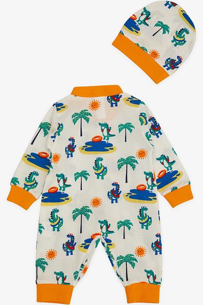 Breeze Baby Boy Jumpsuit Holiday Themed Animal Pattern 0-6 Months, White
