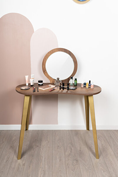 Fec Reklam Eva Makyaj Masası Aynalı Makyaj Masası Kahverengi Şifonyer