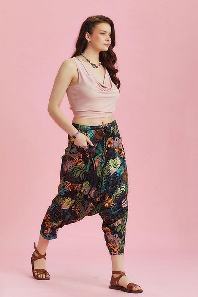 Los banditos Patterned Lace Up Capri Shalwar Trousers