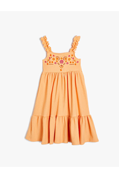 Koton Frilly Midi Size Flower Embroidered with Dress Hangers