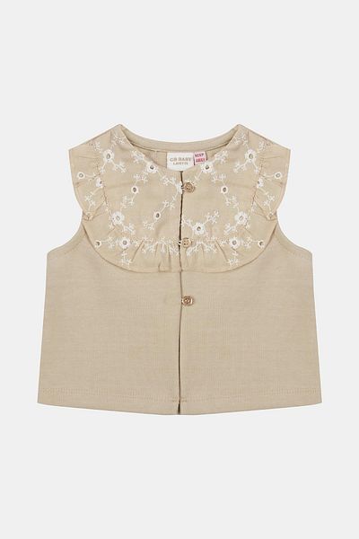 Layette Bg Store Baby Girl Beige Vest 23Ss0Lt7701