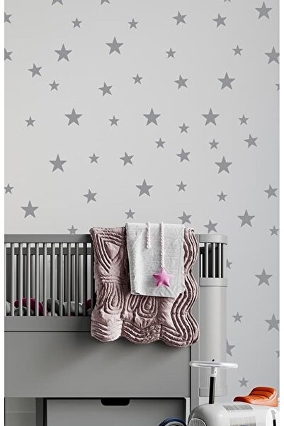 Lizpo Decor Gümüş Yıldız Duvar Sticker 3-4-5 Cm 130 Adet Gri Bebek Ve Çocuk O...