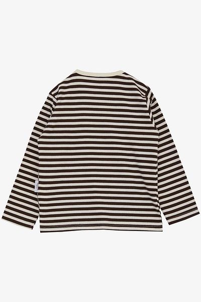 Breeze Baby Boy Long Sleeve T-Shirt Placket Striped 9 Months-3 Years, Dark Brown