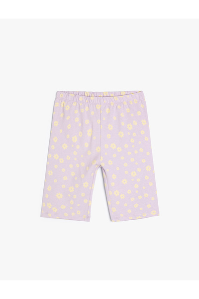 Koton Çiçekli Kısa Tayt Beli Lastikli Pamuklu